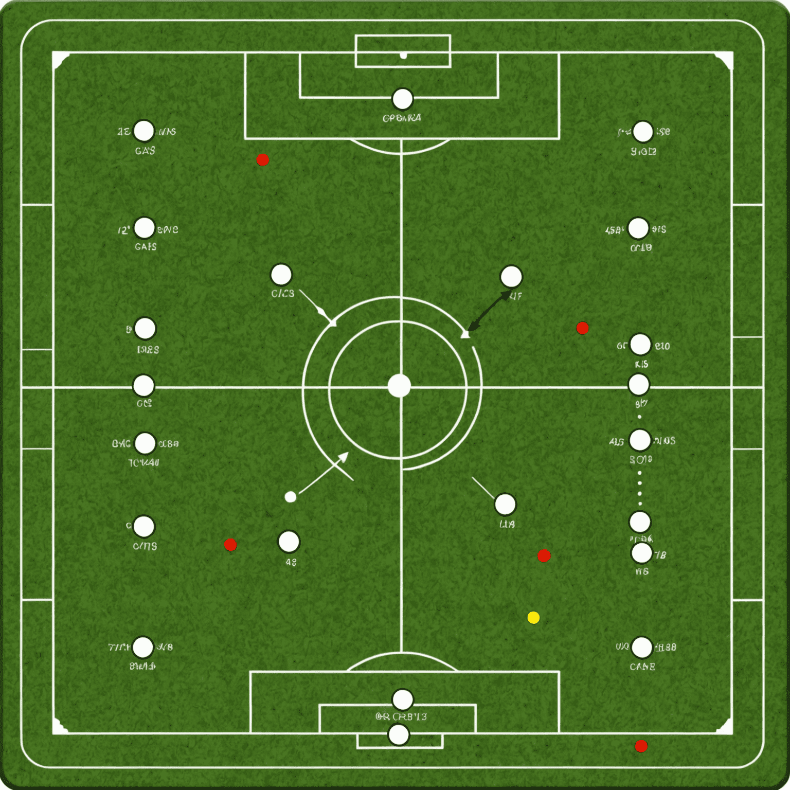 Bir futbol taktik tahtası üzerinde çizilmiş modern savunma stratejileri. Oyuncuların pozisyonları ve hareket okları gösteriliyor.